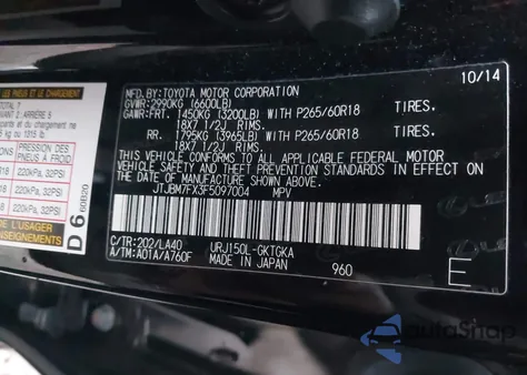 2015 Lexus Gx 460 z USA, uszkodzony, nr VIN JTJBM7FX3F5097004